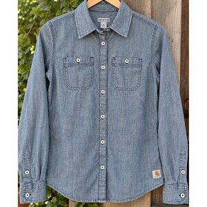 Carhartt Women’s XS Milam Shirt 102073 Indigo Chambray Button Up Workwear